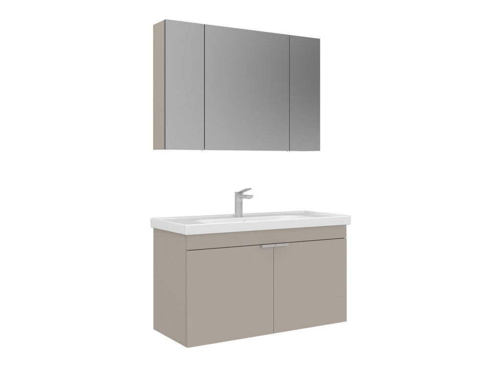 Wastafelmeubel met spiegel (2-delig) "Desna 100" - 100 x 45 x 58 cm - Zandkleur