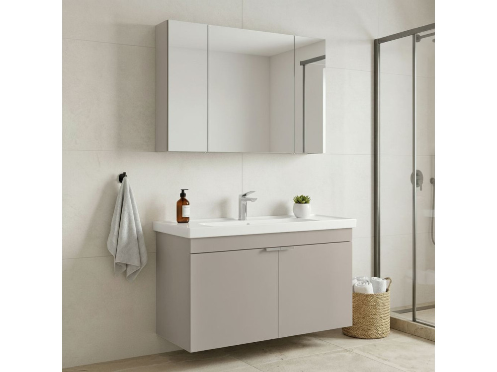 Wastafelmeubel met spiegel (2-delig) "Desna 100" - 100 x 45 x 58 cm - Zandkleur