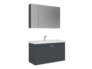 Wastafelmeubel met spiegel (2-delig) "Desna 100" - 100 x 45 x 58 cm - Mat antraciet