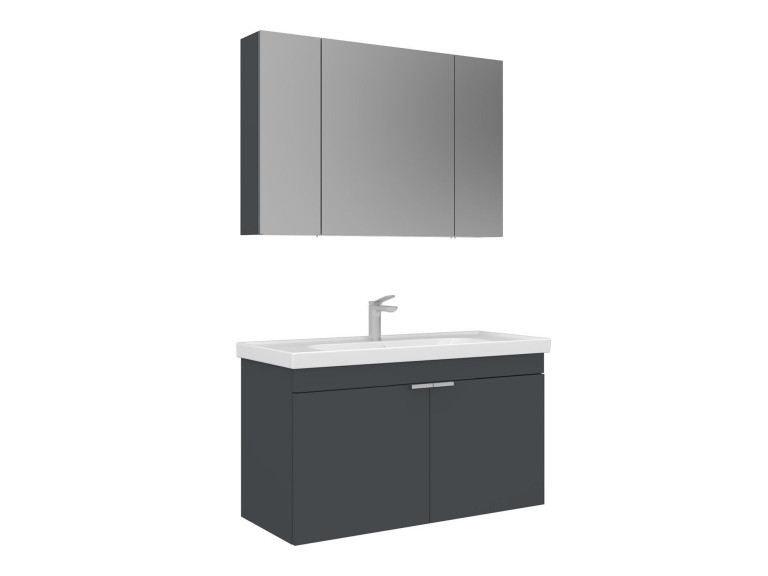 Wastafelmeubel met spiegel (2-delig) "Desna 100" - 100 x 45 x 58 cm - Mat antraciet