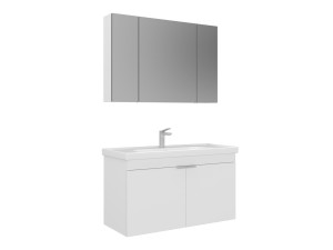 Wastafelmeubel met spiegel (2-delig) "Desna 100" - 100 x 45 x 58 cm - Matwit