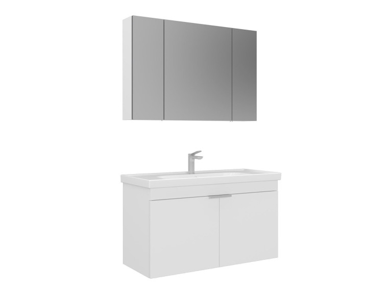 Wastafelmeubel met spiegel (2-delig) "Desna 100" - 100 x 45 x 58 cm - Matwit