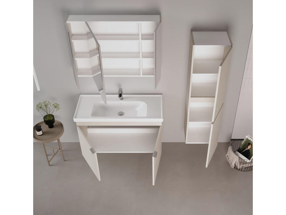 Wastafelmeubel met spiegel (2-delig) "Desna 100" - 100 x 45 x 58 cm - Matwit