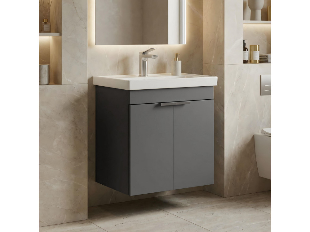 Wastafelmeubel "Desna 50" - 50 x 38 x 58 cm - Mat antraciet