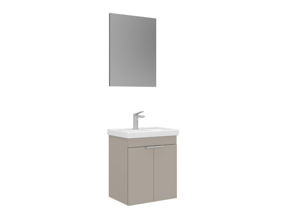 Wastafelmeubel met spiegel (2-delig) "Desna 50" - 50 x 38 x 58 cm - Zandkleur