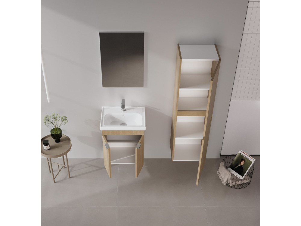 Wastafelmeubel met spiegel (2-delig) "Desna 50" - 50 x 38 x 58 cm - eiken