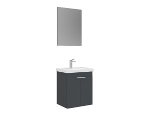 Wastafelmeubel met spiegel (2-delig) "Desna 50" - 50 x 38 x 58 cm - Mat antraciet