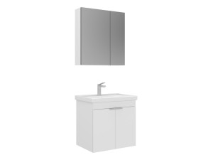 Wastafelmeubel met spiegel (2-delig) "Desna 60" - 60 x 45 x 58 cm - Matwit