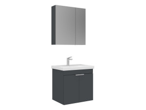 Wastafelmeubel met spiegel (2-delig) "Desna 60" - 60 x 45 x 58 cm - Mat antraciet