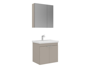 Wastafelmeubel met spiegel (2-delig) "Desna 60" - 60 x 45 x 58 cm - Zandkleur