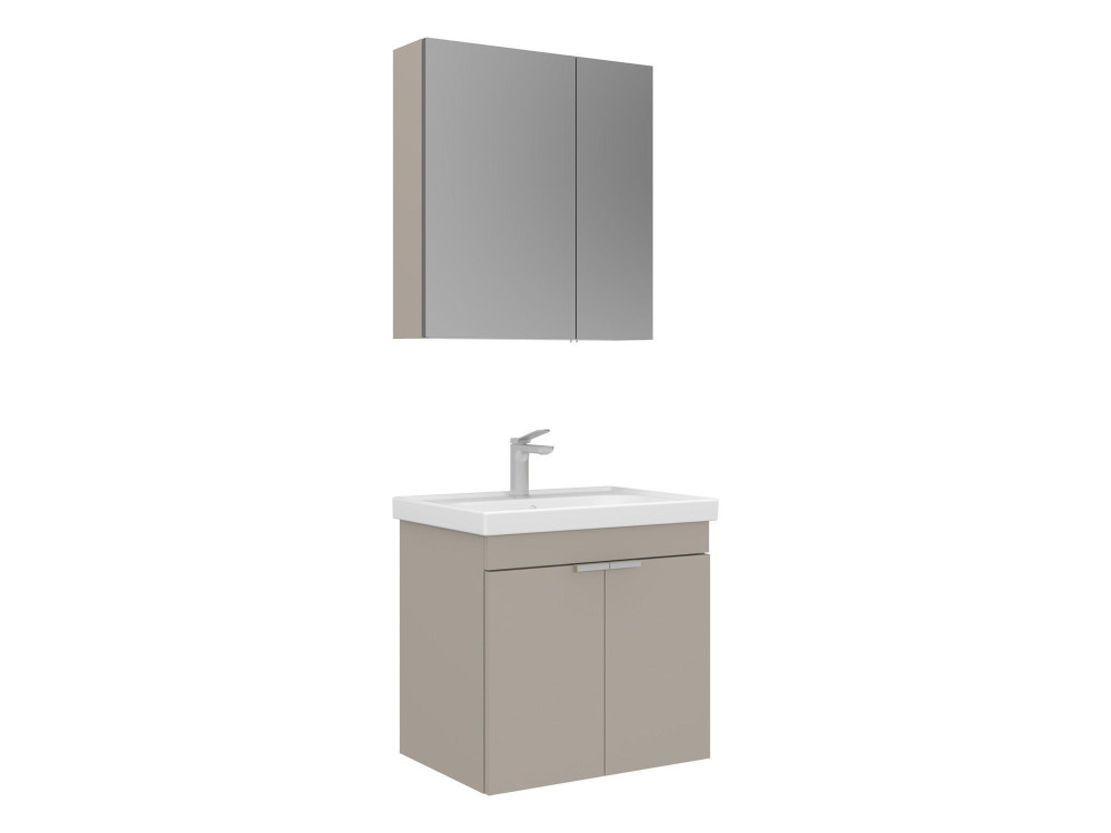 Wastafelmeubel met spiegel (2-delig) "Desna 60" - 60 x 45 x 58 cm - Zandkleur