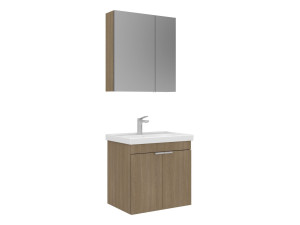 Wastafelmeubel met spiegel (2-delig) "Desna 60" - 60 x 45 x 58 cm - eiken
