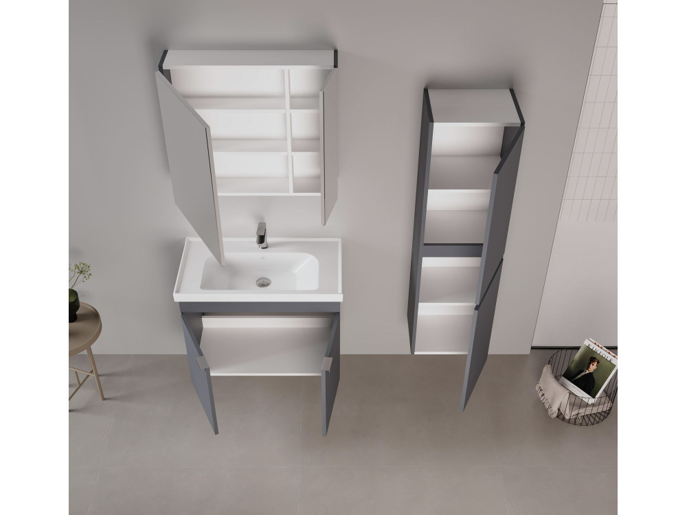 Wastafelmeubel "Desna 80" - 80 x 45 x 58 cm - Mat antraciet