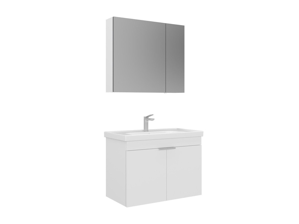 Wastafelmeubel met spiegel (2-delig) "Desna 80" - 80 x 45 x 58 cm - Matwit