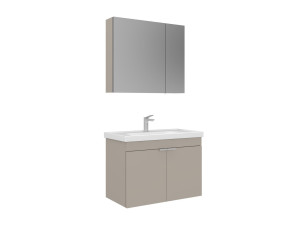 Wastafelmeubel met spiegel (2-delig) "Desna 80" - 80 x 45 x 58 cm - Zandkleur