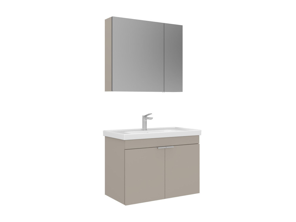Wastafelmeubel met spiegel (2-delig) "Desna 80" - 80 x 45 x 58 cm - Zandkleur