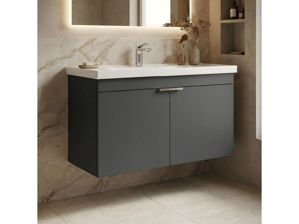 Wastafelmeubel "Desna 90" - 90 x 45 x 58 cm - Mat antraciet