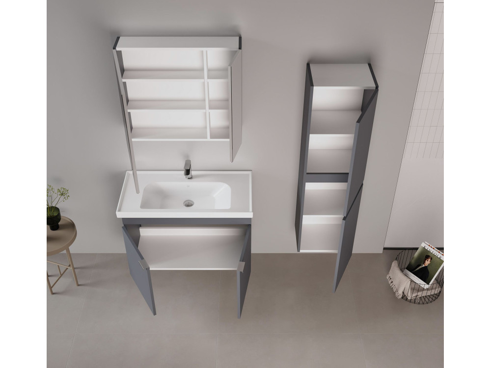 Wastafelmeubel "Desna 90" - 90 x 45 x 58 cm - Mat antraciet