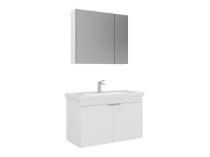 Wastafelmeubel met spiegel (2-delig) "Desna 90" - 90 x 45 x 58 cm - Matwit