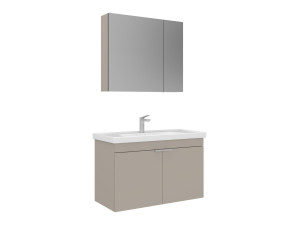 Wastafelmeubel met spiegel (2-delig) "Desna 90" - 90 x 45 x 58 cm - Zandkleur