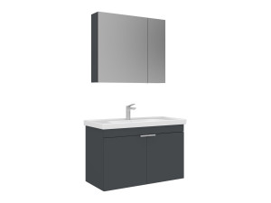 Wastafelmeubel met spiegel (2-delig) "Desna 90" - 90 x 45 x 58 cm - Mat antraciet
