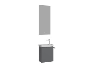 Wastafelmeubel met spiegel (2-delig) "Ferla 40" - 40 x 22 x 50 cm - Matgrijs