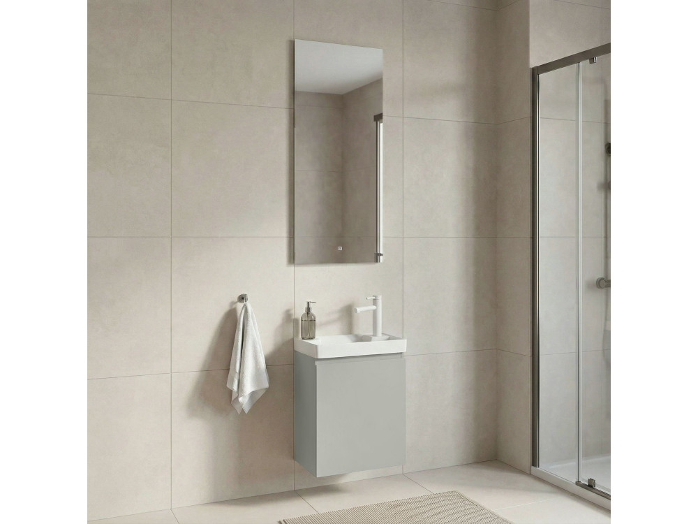 Wastafelmeubel met spiegel (2-delig) "Ferla 40" - 40 x 22 x 50 cm - Mat Cashmere