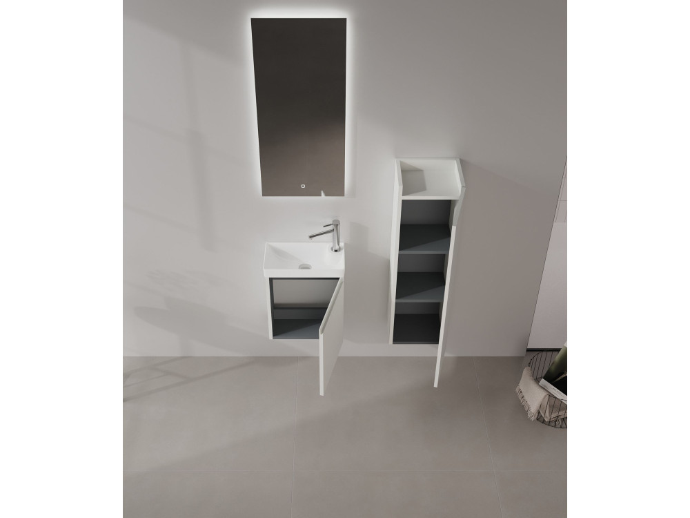 Wastafelmeubel met spiegel (2-delig) "Ferla 40" - 40 x 22 x 50 cm - Mat Cashmere