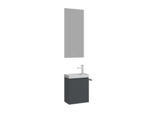 Wastafelmeubel met spiegel (2-delig) "Ferla 40" - 40 x 22 x 50 cm - Mat antraciet