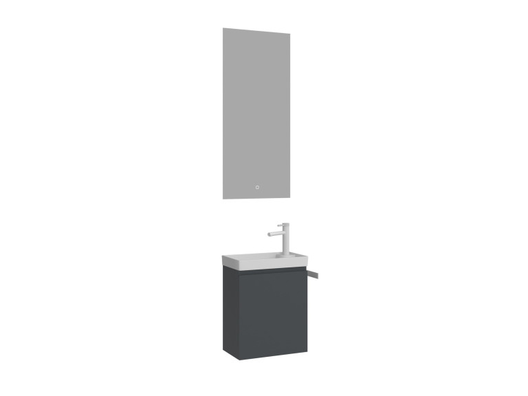 Wastafelmeubel met spiegel (2-delig) "Ferla 40" - 40 x 22 x 50 cm - Mat antraciet