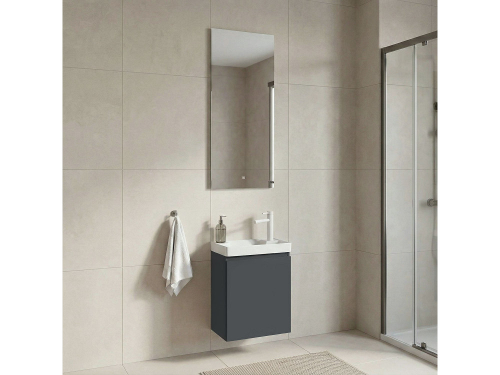 Wastafelmeubel met spiegel (2-delig) "Ferla 40" - 40 x 22 x 50 cm - Mat antraciet