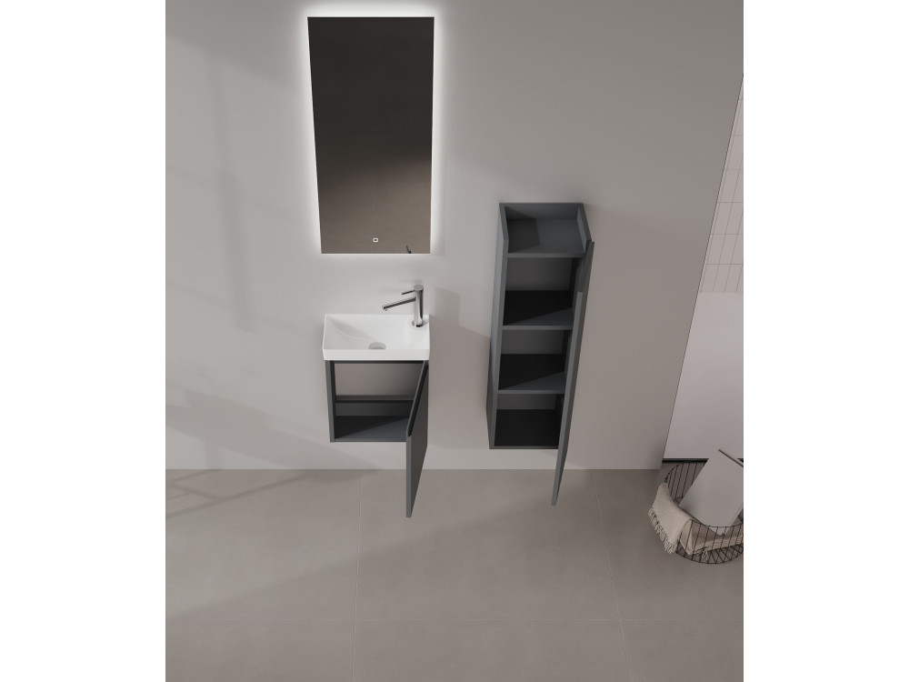 Wastafelmeubel met spiegel (2-delig) "Ferla 40" - 40 x 22 x 50 cm - Mat antraciet