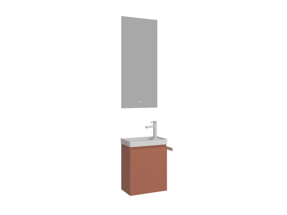 Wastafelmeubel met spiegel (2-delig) "Ferla 40" - 40 x 22 x 50 cm - Matte Cinnamon