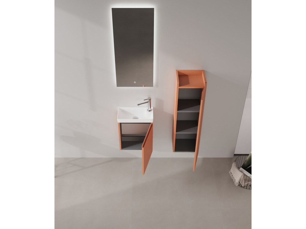 Wastafelmeubel met spiegel (2-delig) "Ferla 40" - 40 x 22 x 50 cm - Matte Cinnamon