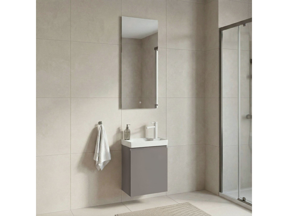 Wastafelmeubel met spiegel (2-delig) "Ferla 40" - 40 x 22 x 50 cm - Matte Mink