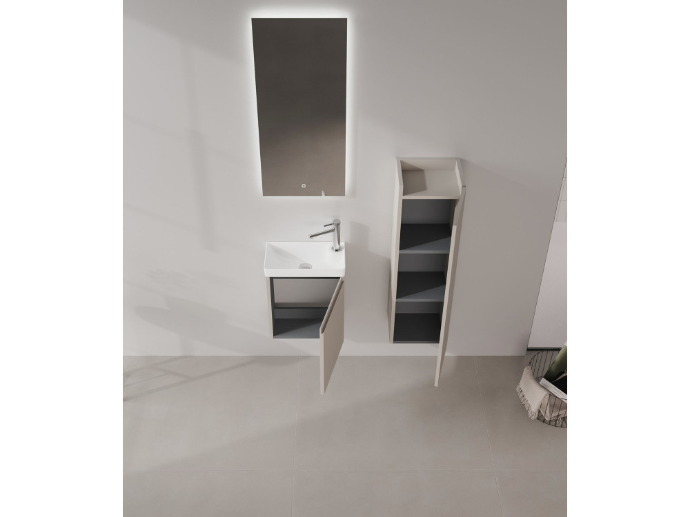 Wastafelmeubel met spiegel (2-delig) "Ferla 40" - 40 x 22 x 50 cm - Matte Mink
