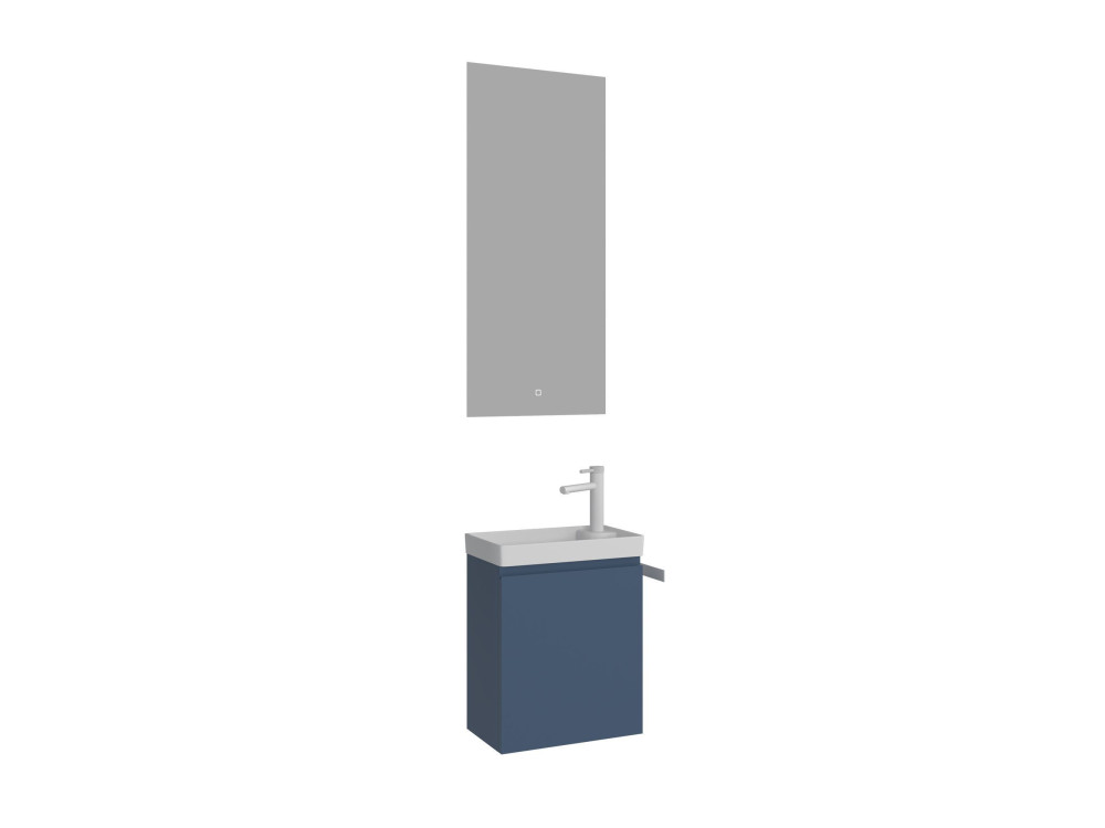 Wastafelmeubel met spiegel (2-delig) "Ferla 40" - 40 x 22 x 50 cm - Matblauw