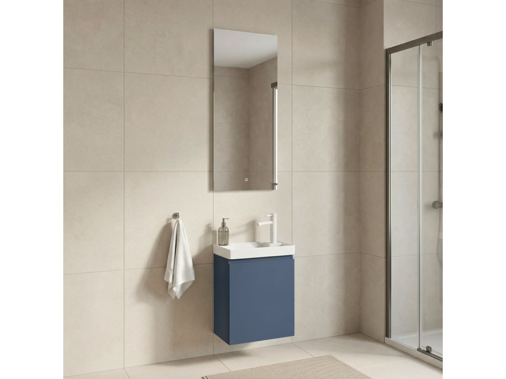 Wastafelmeubel met spiegel (2-delig) "Ferla 40" - 40 x 22 x 50 cm - Matblauw