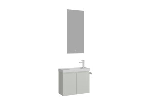 Wastafelmeubel met spiegel (2-delig) "Ferla 60" - 60 x 22 x 50 cm - Mat Cashmere