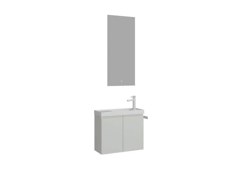 Wastafelmeubel met spiegel (2-delig) "Ferla 60" - 60 x 22 x 50 cm - Mat Cashmere