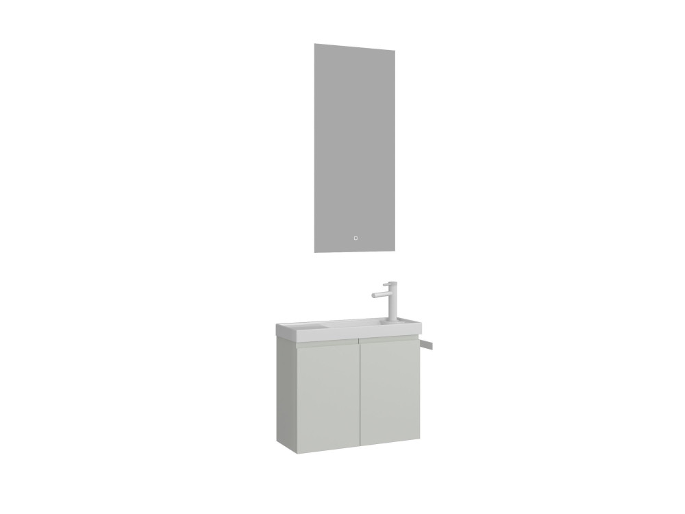 Wastafelmeubel met spiegel (2-delig) "Ferla 60" - 60 x 22 x 50 cm - Mat Cashmere