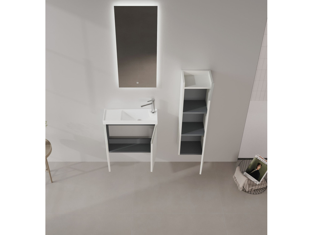 Wastafelmeubel met spiegel (2-delig) "Ferla 60" - 60 x 22 x 50 cm - Mat Cashmere