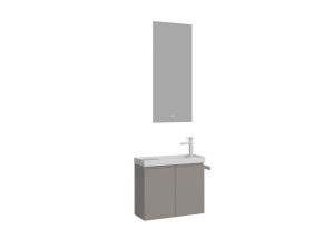 Wastafelmeubel met spiegel (2-delig) "Ferla 60" - 60 x 22 x 50 cm - Matte Mink