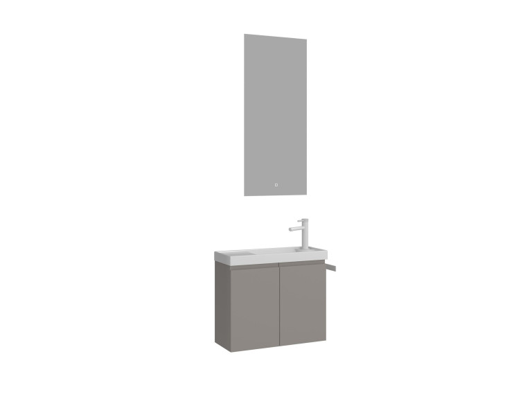 Wastafelmeubel met spiegel (2-delig) "Ferla 60" - 60 x 22 x 50 cm - Matte Mink