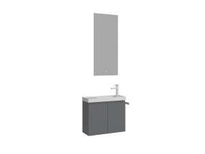 Wastafelmeubel met spiegel (2-delig) "Ferla 60" - 60 x 22 x 50 cm - Matgrijs