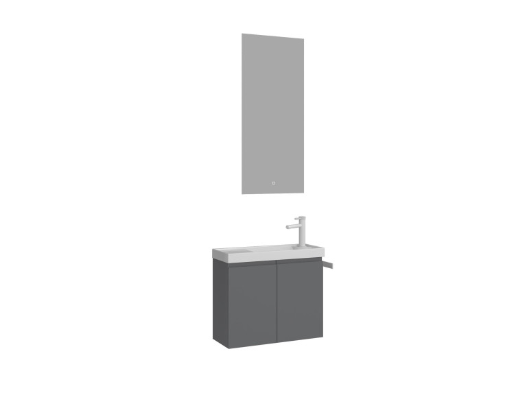 Wastafelmeubel met spiegel (2-delig) "Ferla 60" - 60 x 22 x 50 cm - Matgrijs