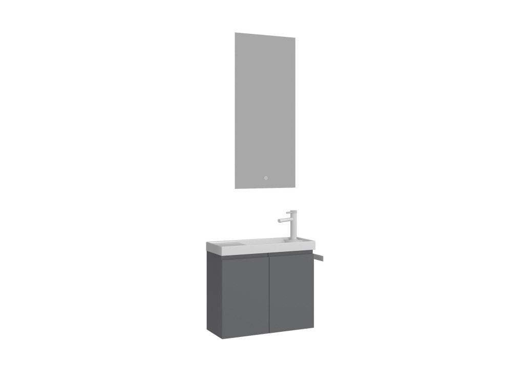 Wastafelmeubel met spiegel (2-delig) "Ferla 60" - 60 x 22 x 50 cm - Matgrijs