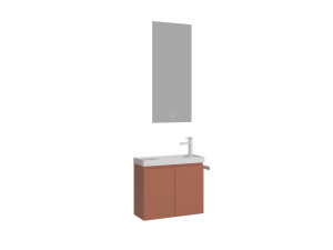 Wastafelmeubel met spiegel (2-delig) "Ferla 60" - 60 x 22 x 50 cm - Matte Cinnamon