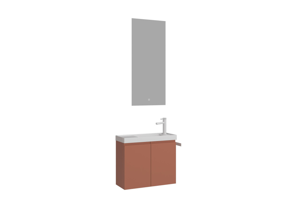 Wastafelmeubel met spiegel (2-delig) "Ferla 60" - 60 x 22 x 50 cm - Matte Cinnamon