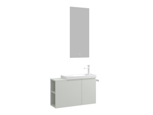 Wastafelmeubel met spiegel (2-delig) "Ferla 80" - 80 x 22 x 45 cm - Mat Cashmere